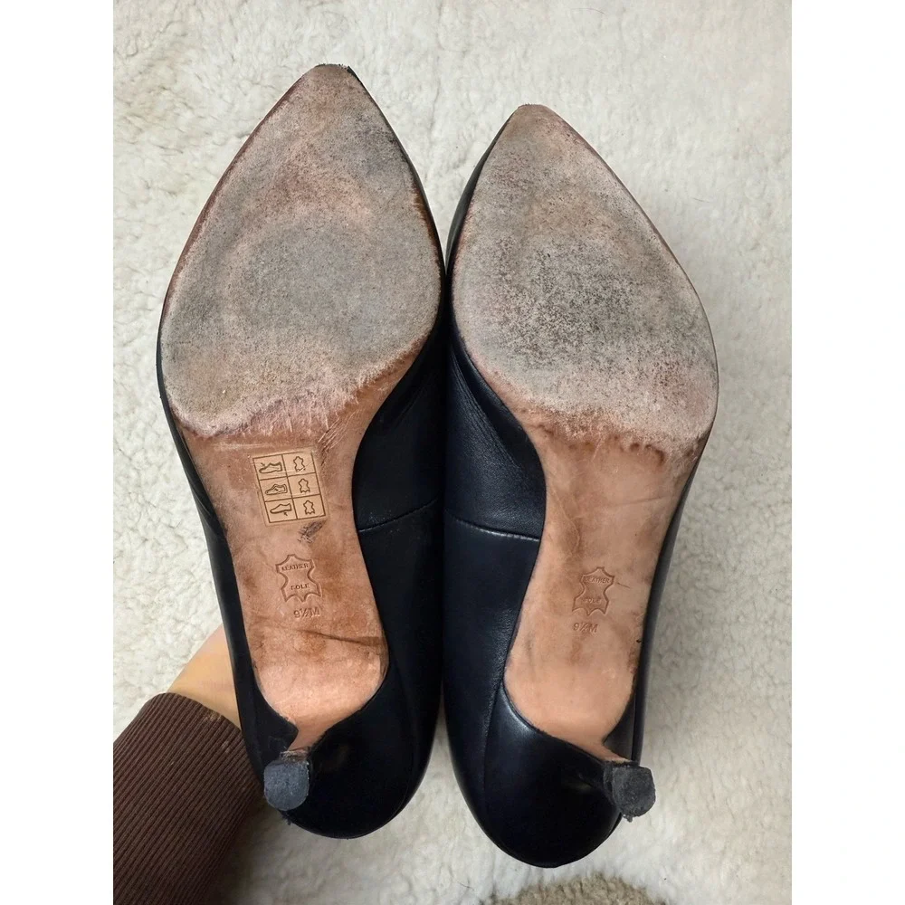 Tory Burch‎ Elizabeth Pump Womens's 9.5 Pointed Toe Black Leather Heels